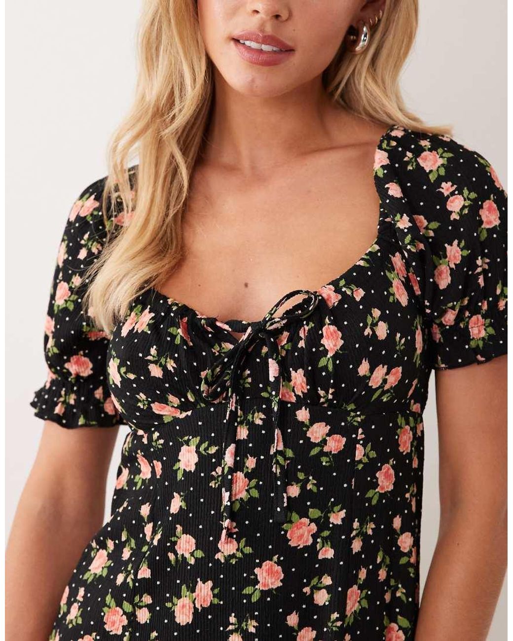 New Look Black Ditsy Floral Mini Dress