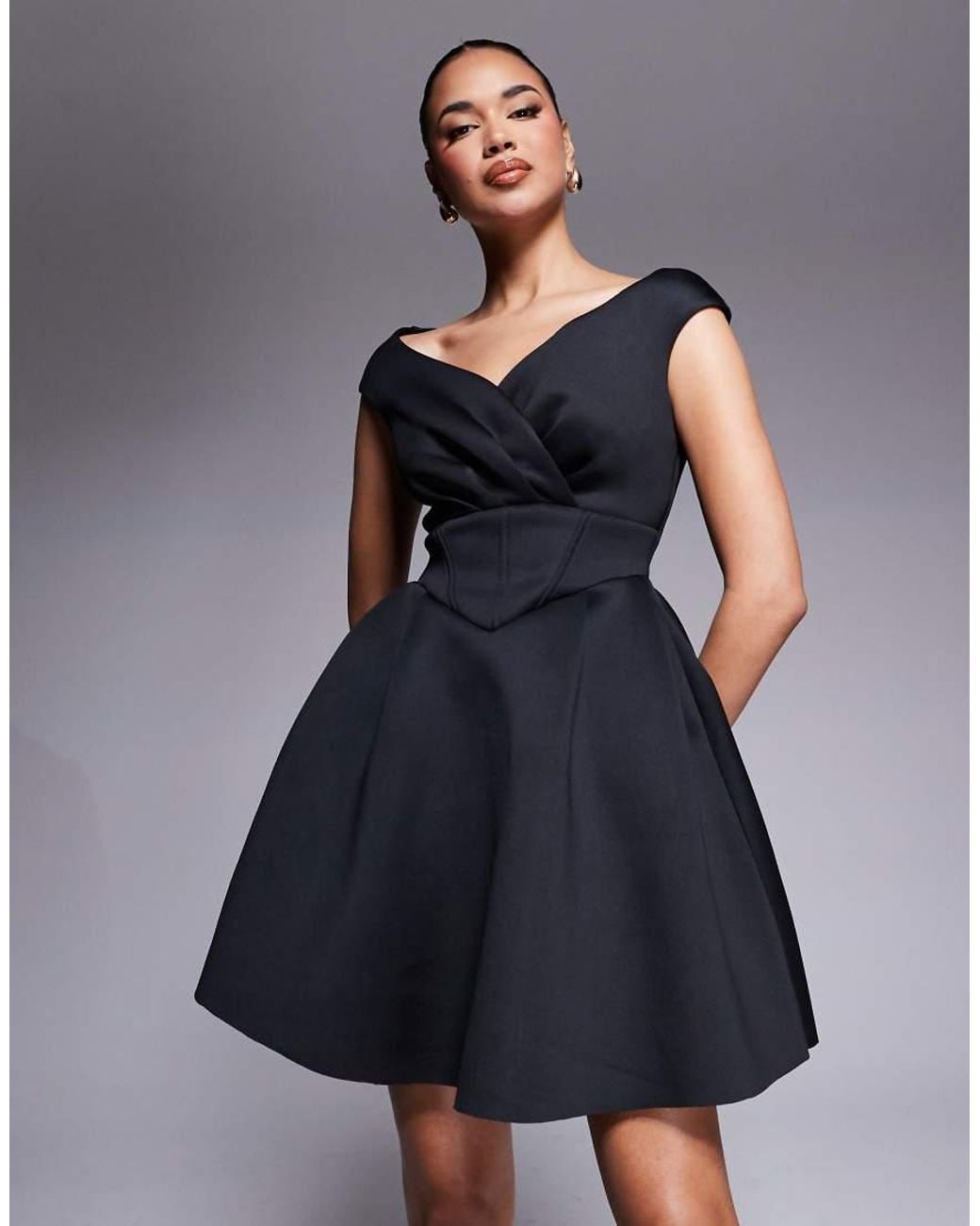 Goddiva Blue Corset Fit & Flare Mini Dress