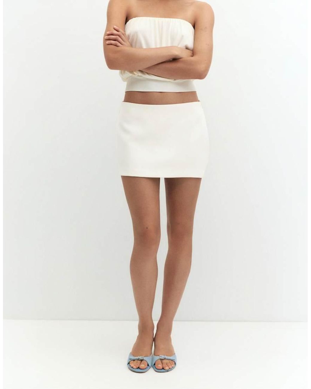 Pull&Bear White Satin Mini Skirt