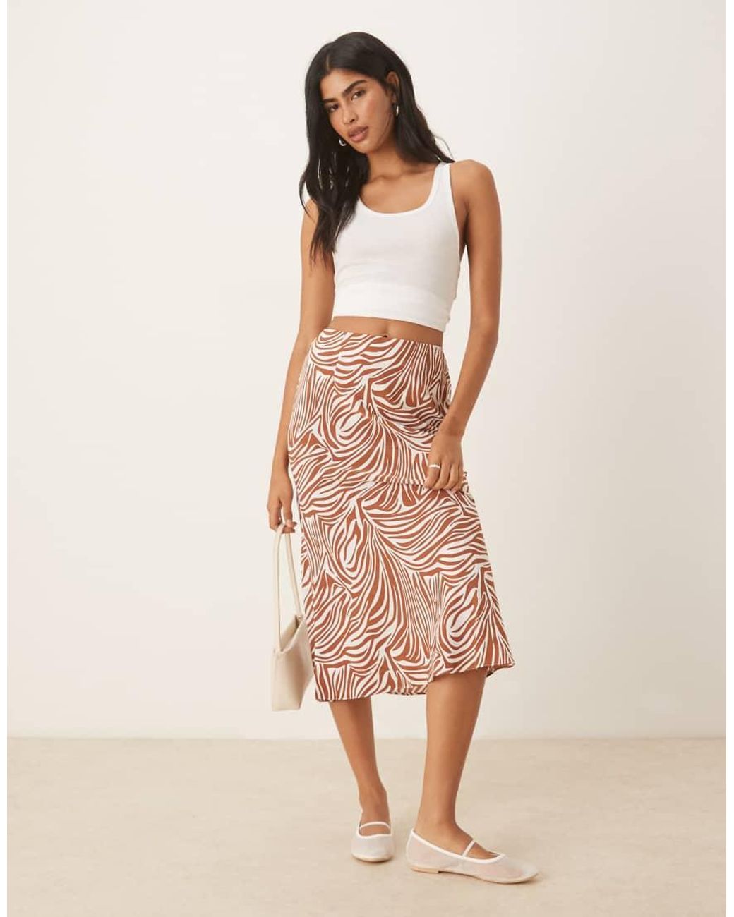 Glamorous Natural Bias Cut Midi Skirt