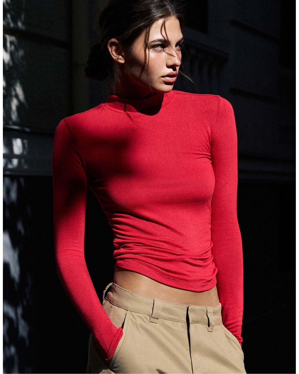 Top à côtés froncés Pull&Bear en coloris Red