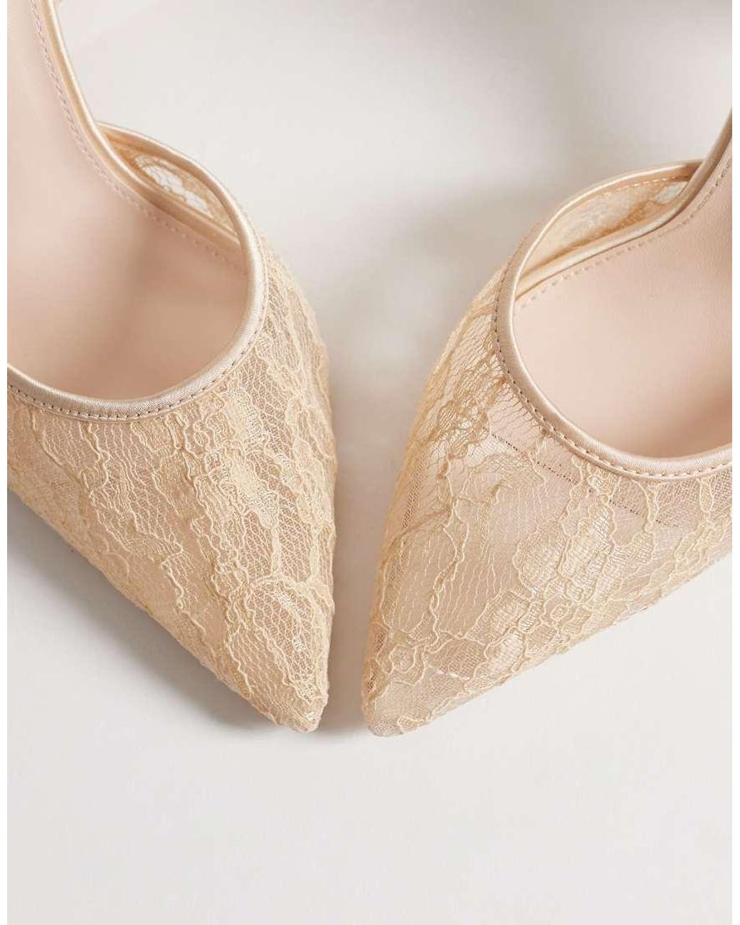 Be Mine Wide Fit Natural Be Mine Bridal Wide Fit Reema Block Heeled Shoes With Bow Detail