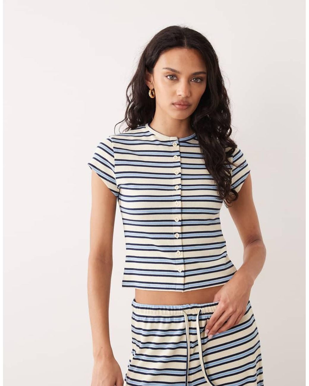 Miss Selfridge Yellow Fitted Short Sleeve Button Up Top