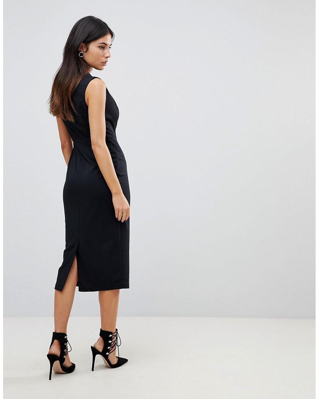 Robe smoking sans manches coupe mi-longue ASOS en coloris Noir | Lyst