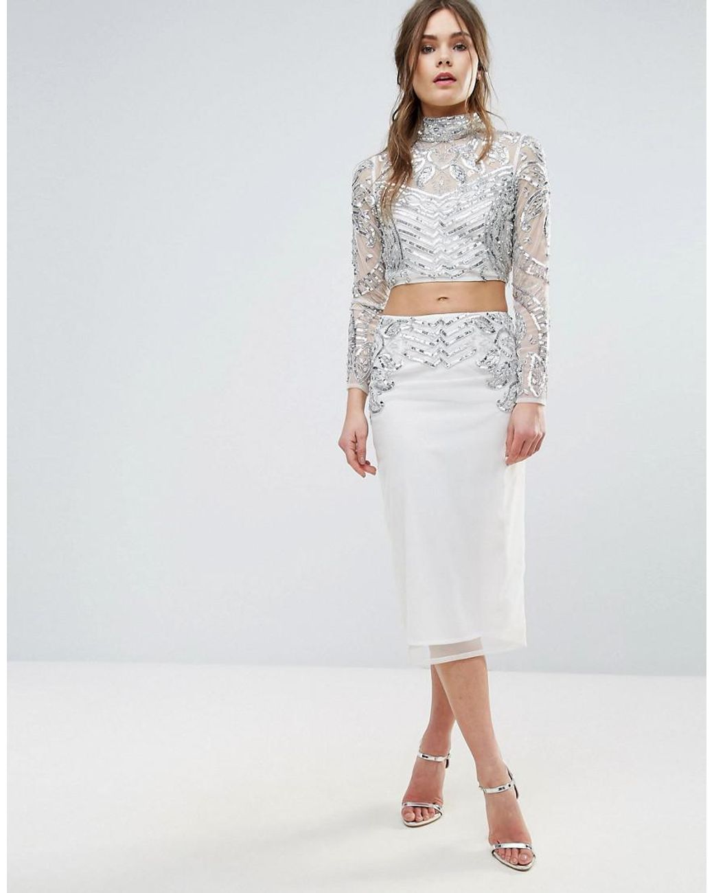 Frill Crop Top with Pleated Floral Palazzo  Babeehive