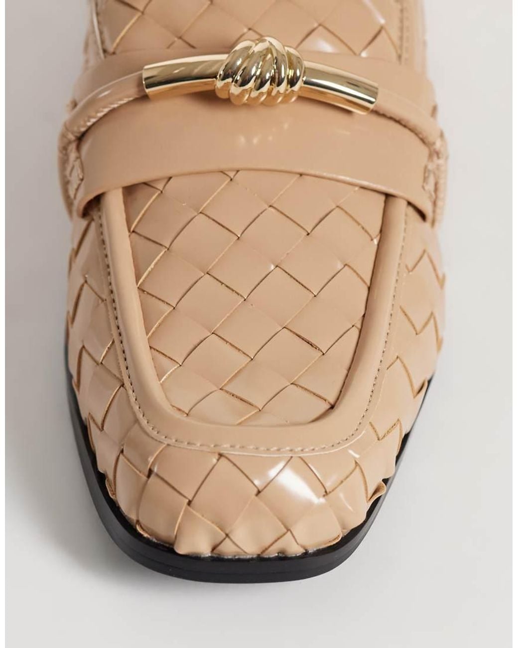 JW PEI White Elowen Woven Loafers With Gold Detailing