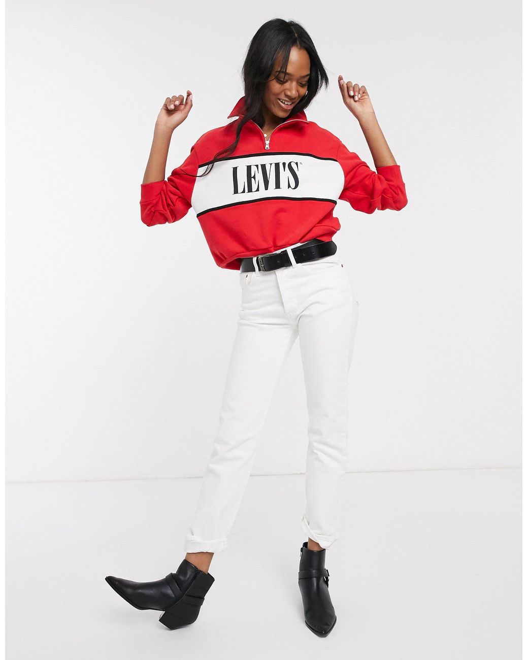 Levi's Cotton Half Zip Logo Sweatshirt 