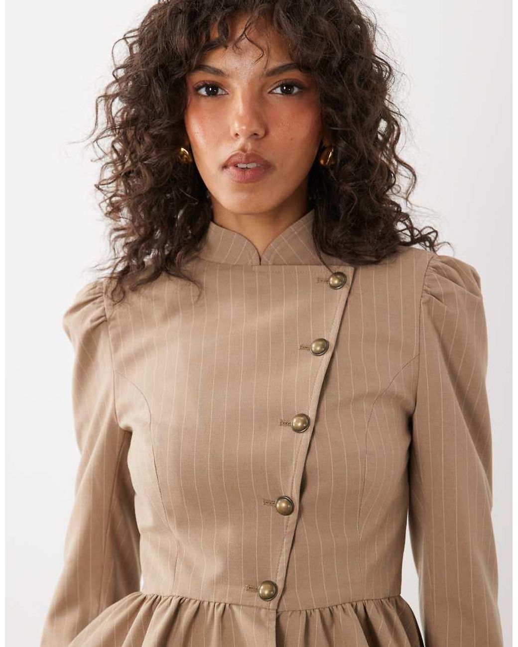 Miss Selfridge Brown Asymmetric Military Jacket