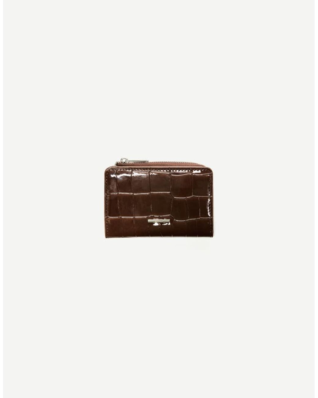 Bershka Natural Embossed Faux-patent-finish Animal Print Purse