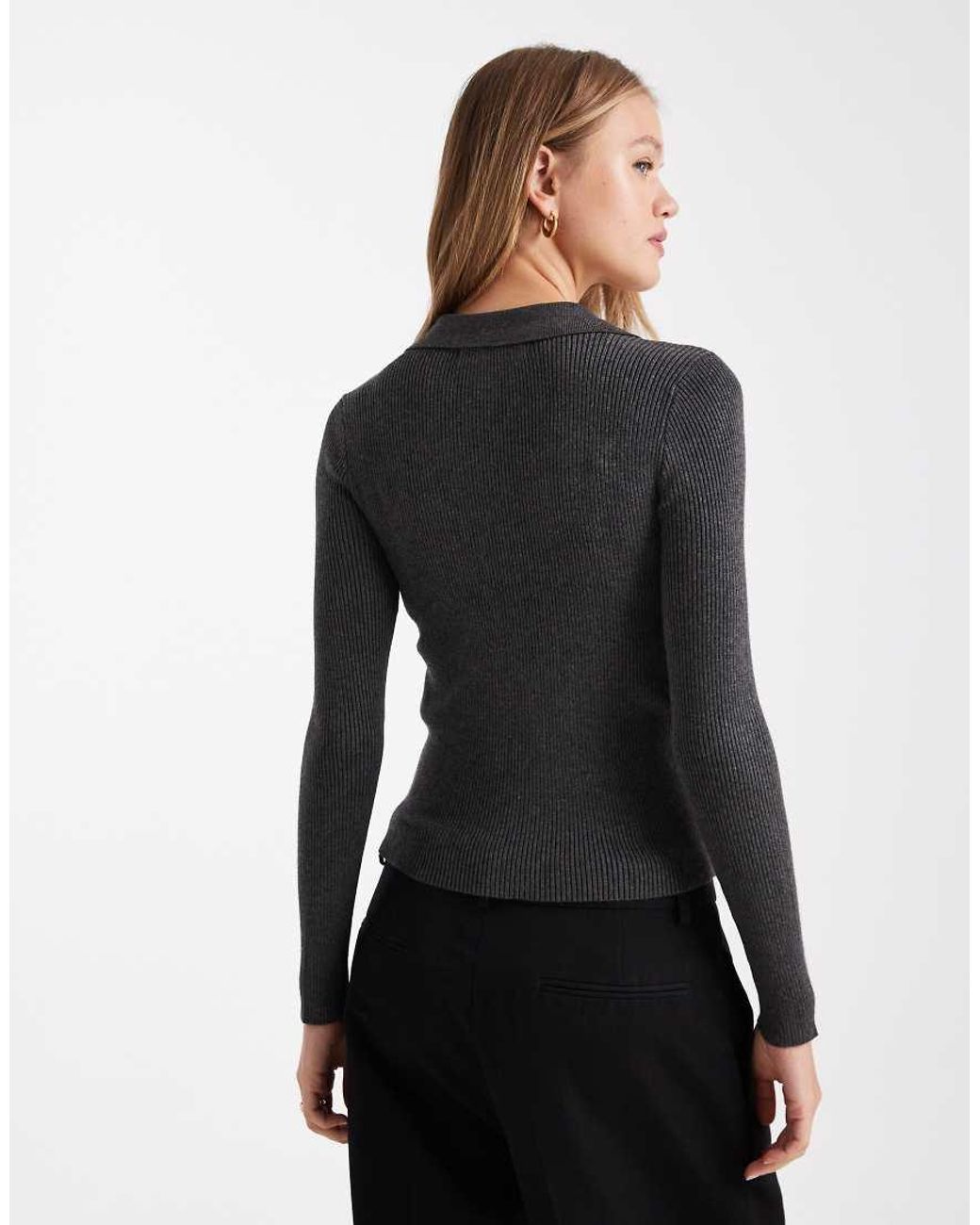 Vero Moda Black Long Sleeve Knitted Polo Shirt