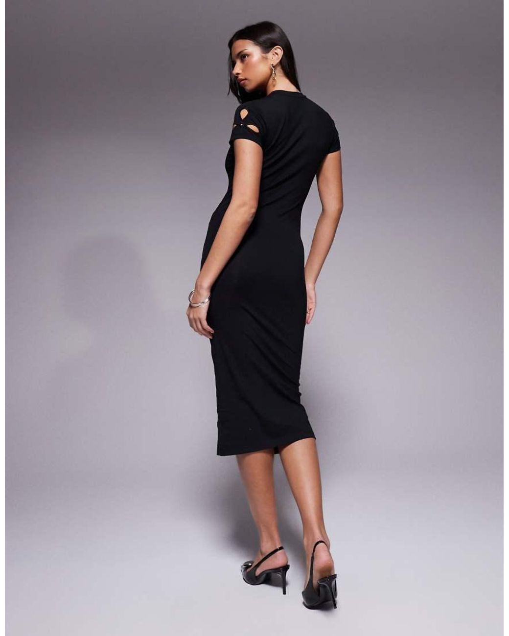 GOOD AMERICAN Blue Cut Out Detail Midi Dress