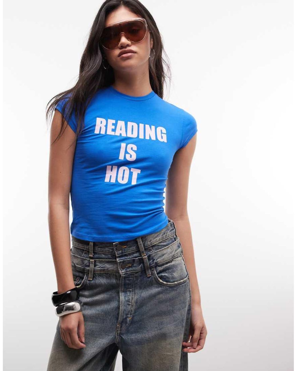 Collusion Blue Reading Is Hot Graphic Baby Tee