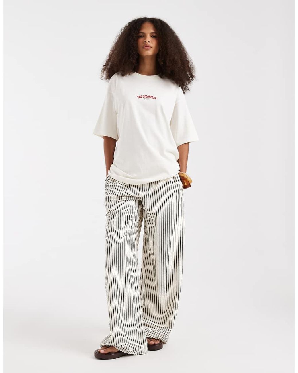 JJXX White The Breakfast Clique Oversized T-shirt
