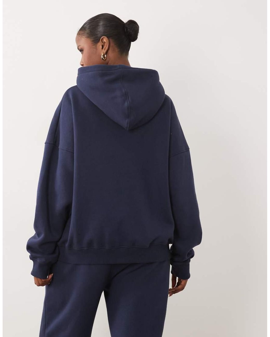 Kaiia Blue Cotton Rich Boucle Logo Oversized Hoodie