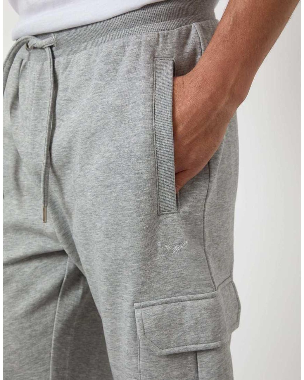 Threadbare Gray Cargo Joggers for men