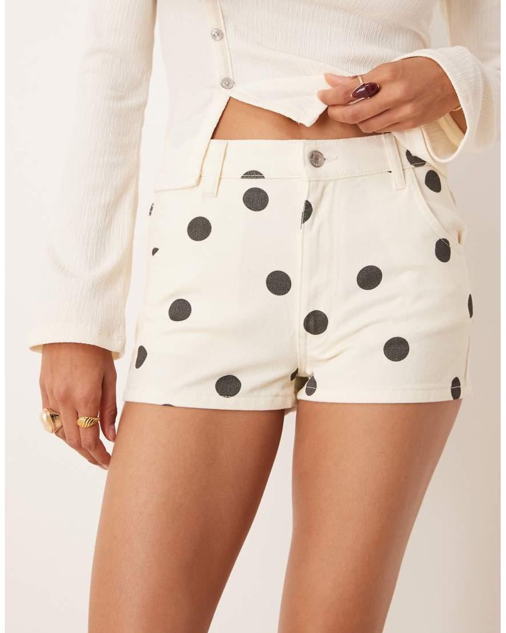 ASOS Natural Mid Rise Denim Micro Short