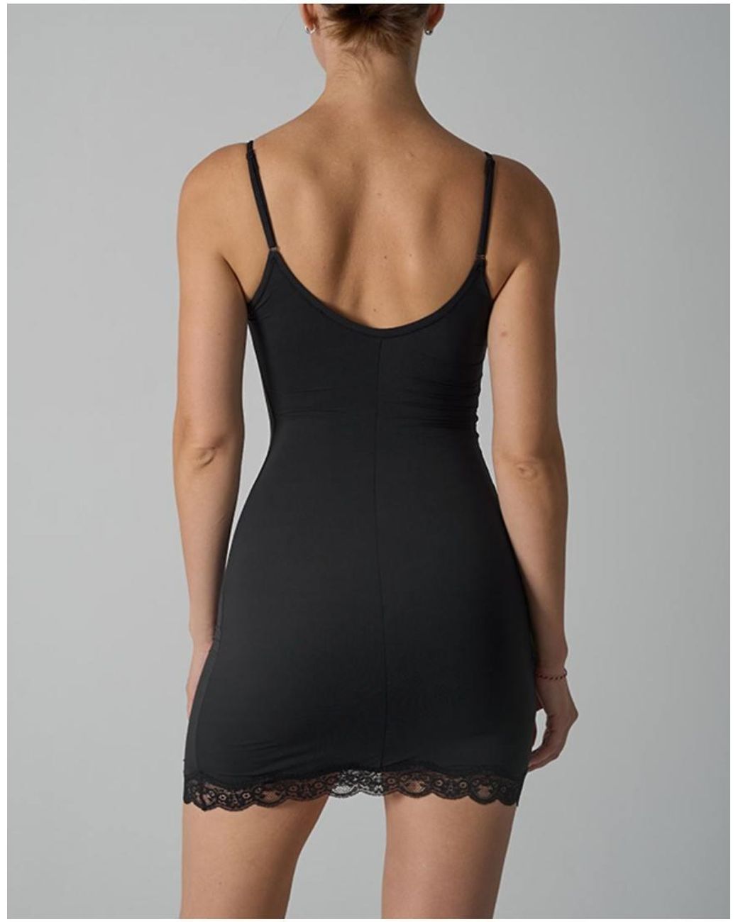 agon® Black Lace Trim Cami Slip Dress