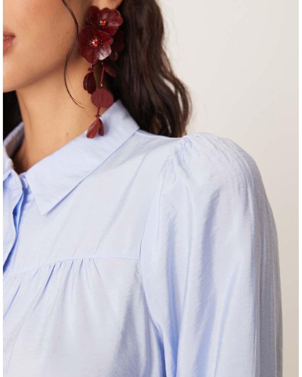 Y.A.S Blue Tiered Smock Shirt