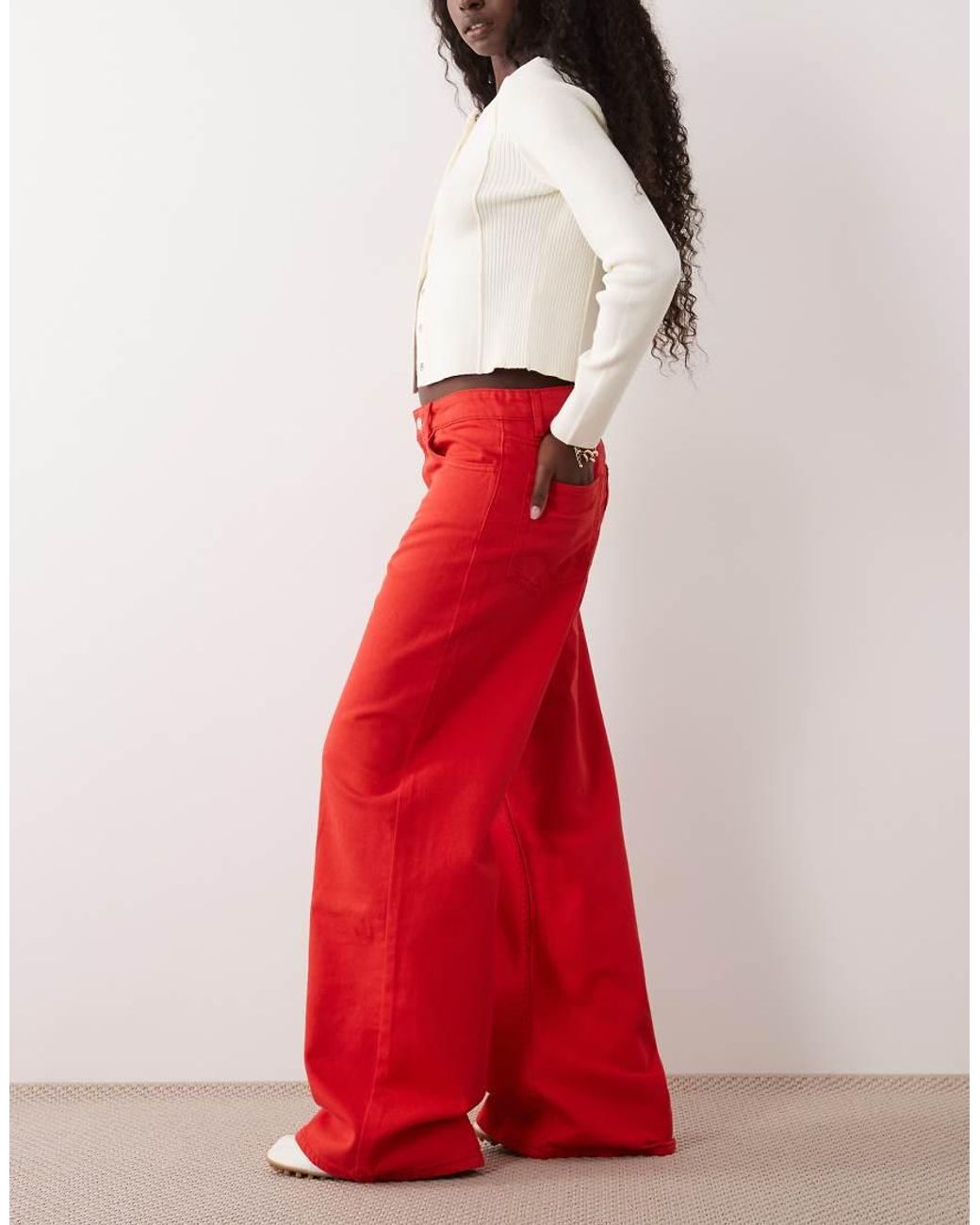 Mango Red Relaxed Jean