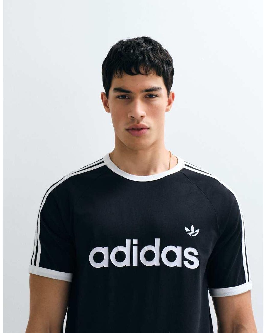 Adidas Originals Black Three Stripe Ringer T-shirt for men