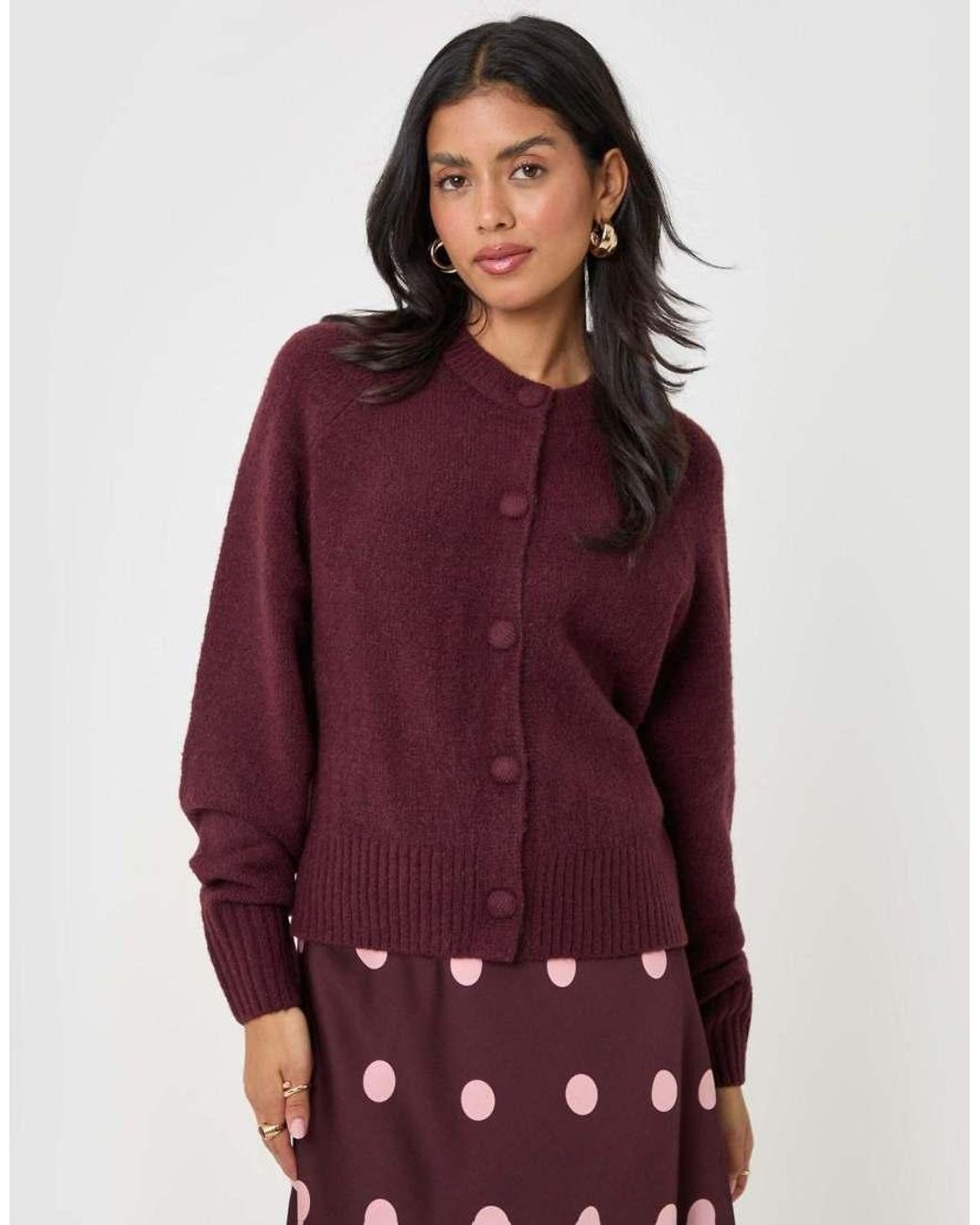 Threadbare Red Relaxed Fit Knitted Cardigan
