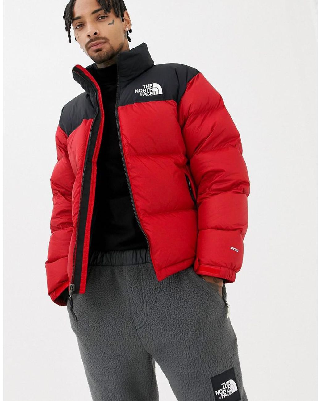 North face red store puffer jacket mens