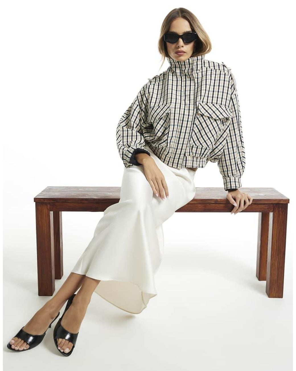 River Island White Satin Bias Maxi Skirt