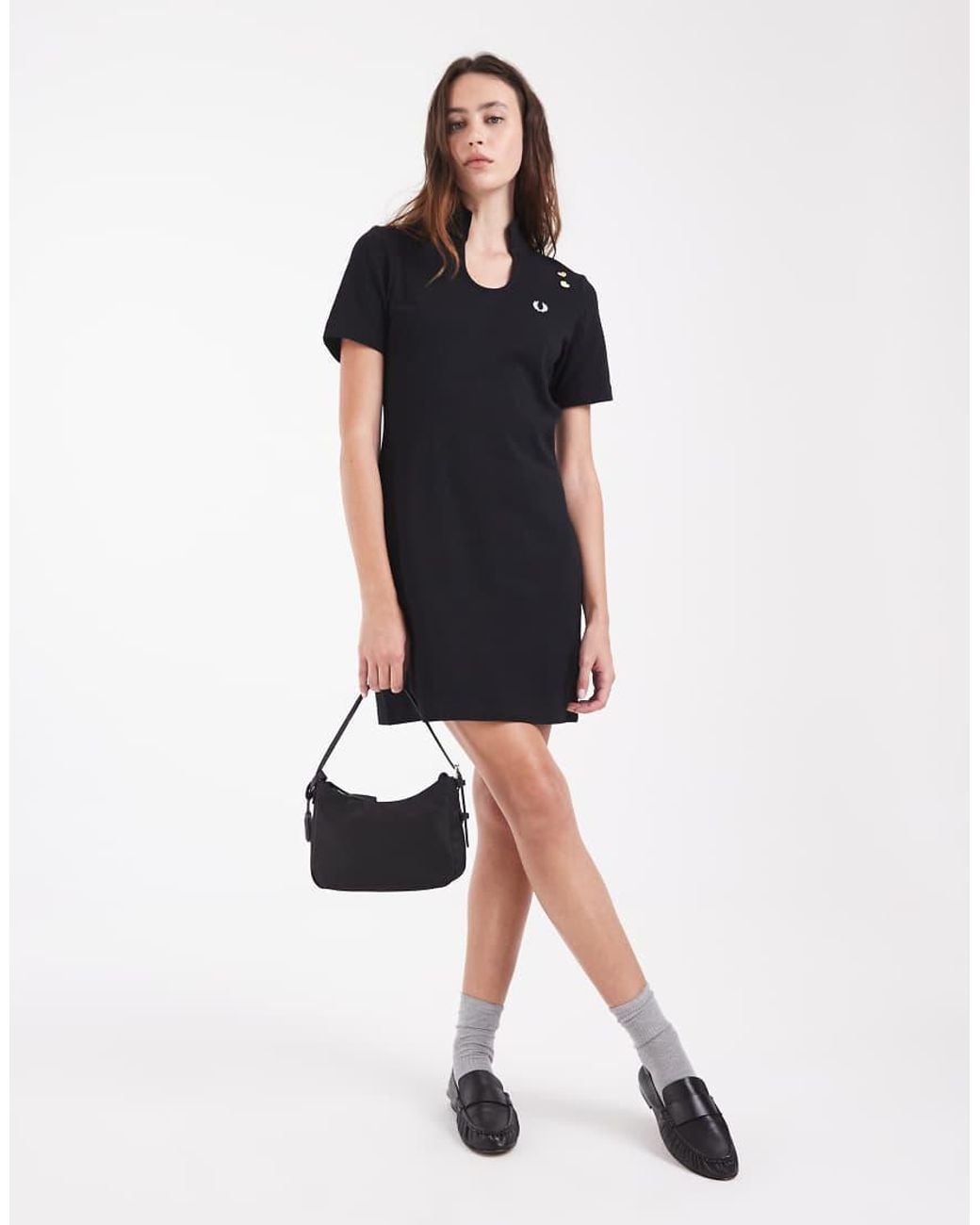 Fred Perry Blue X Amy Winehouse Short Sleeve Keyhole Logo Mini Dress