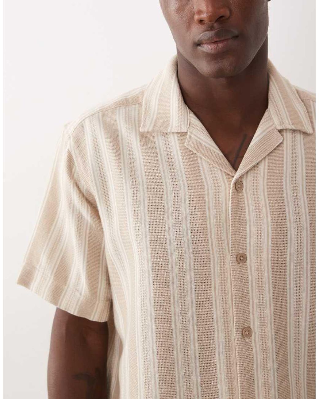 Only & Sons Natural Short Sleeve Relaxed Fit Knit Shirt for men