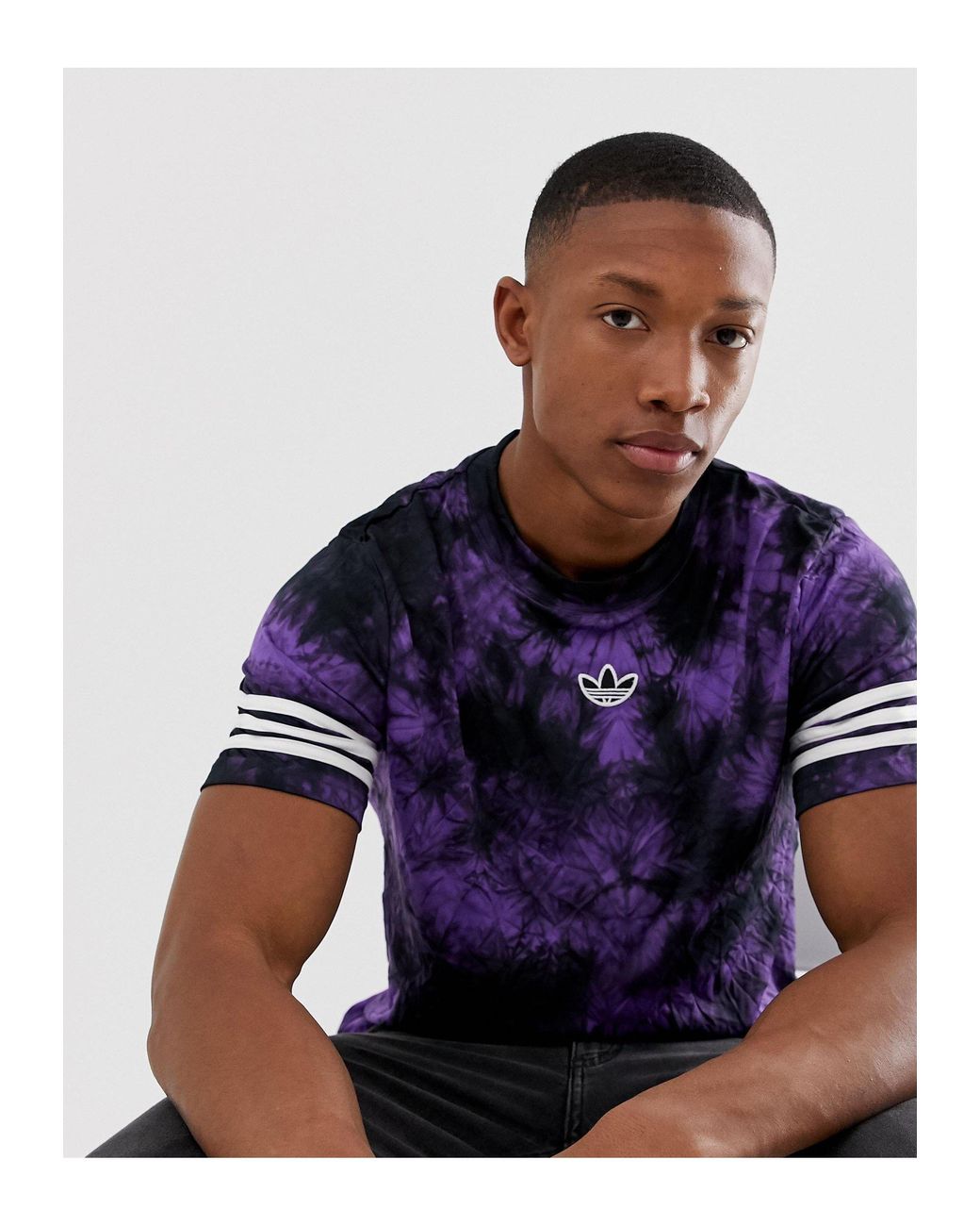 adidas Originals T-shirt With Stripes And Central Logo in Purple for Men |  Lyst