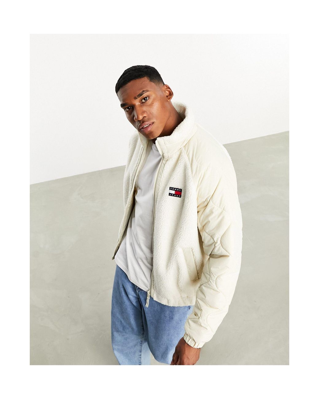 Tommy Hilfiger Mixed Media Sherpa Fleece in White for Men Lyst