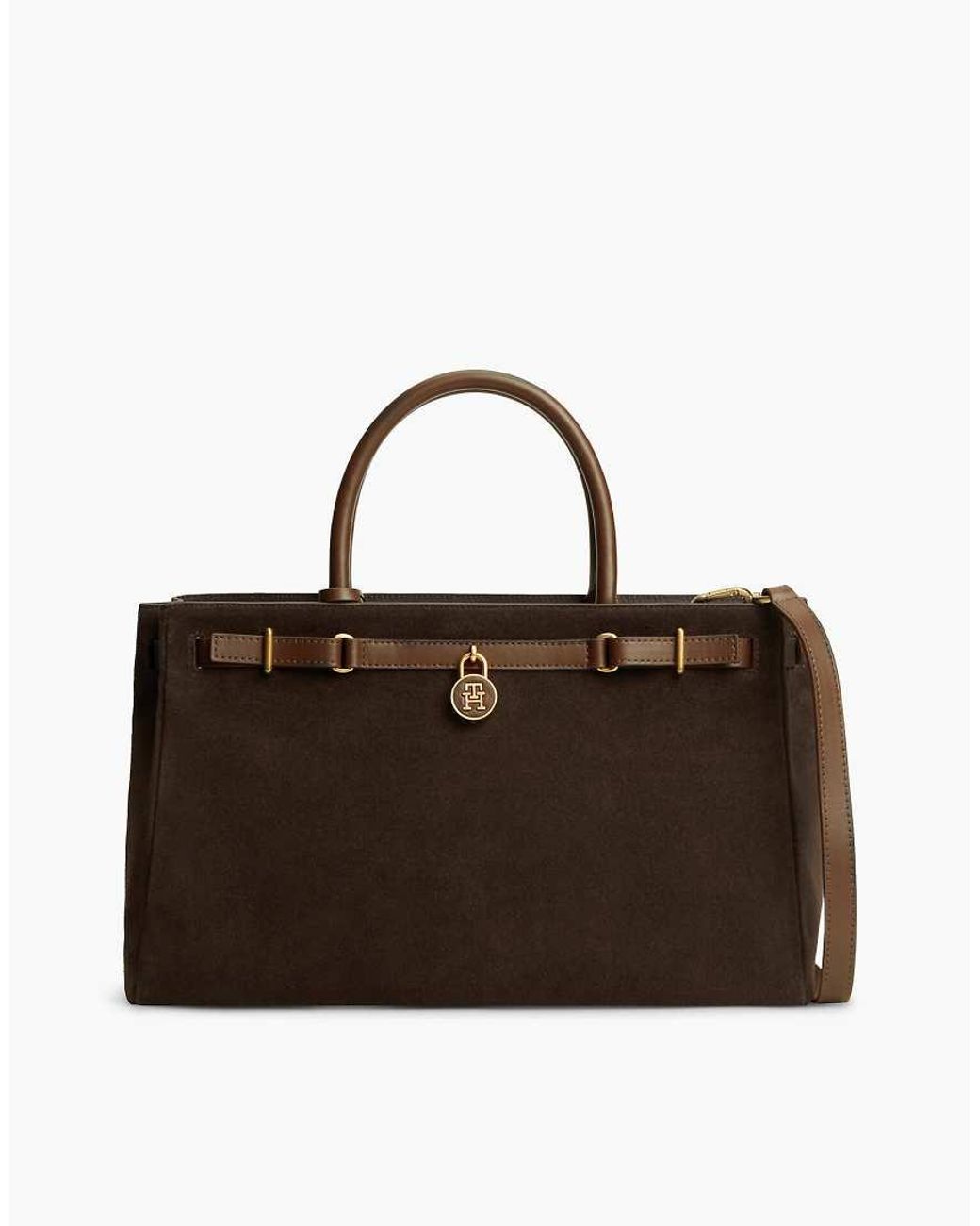 Tommy Hilfiger Brown The American Icon Suede Tote Bag