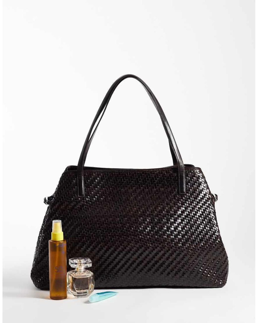 Vagabond Black Cannes Leather Woven Shoulder Bag