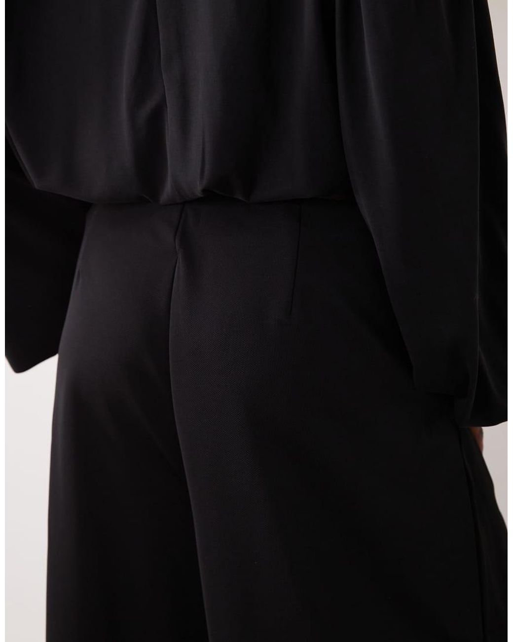 ASOS Black Slinky Twill Tailored Slouchy Wide Leg Pants