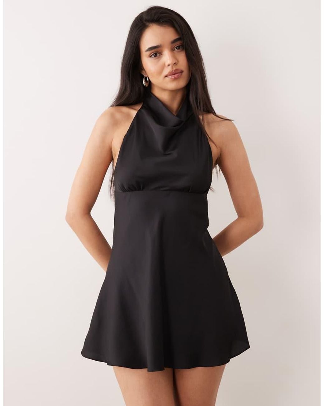 ONLY Natural Halterneck Satin Mini Dress