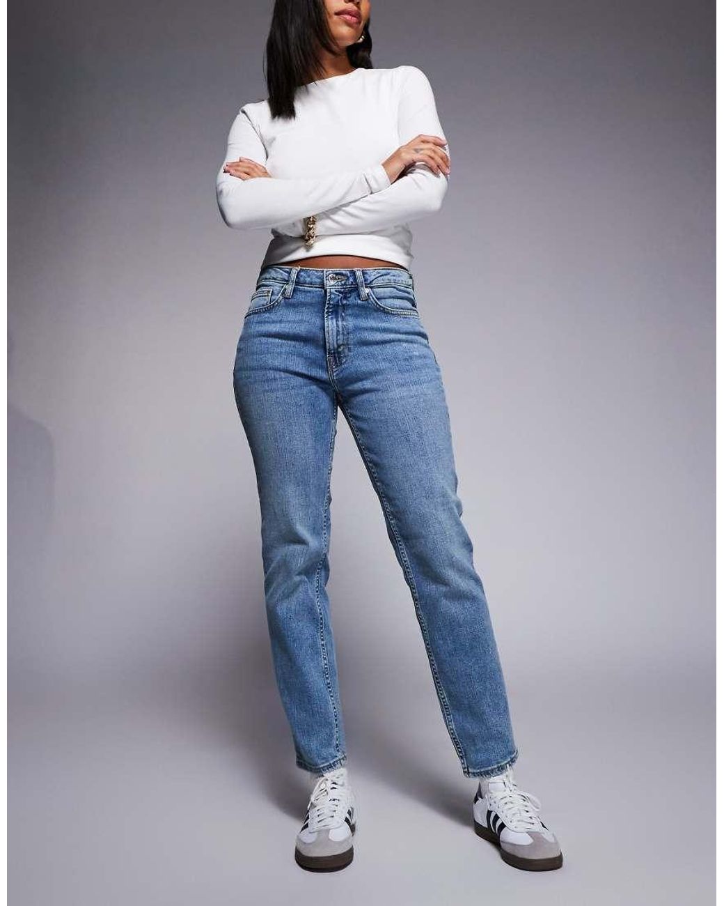 River Island Blue High Waisted Slim Jeans