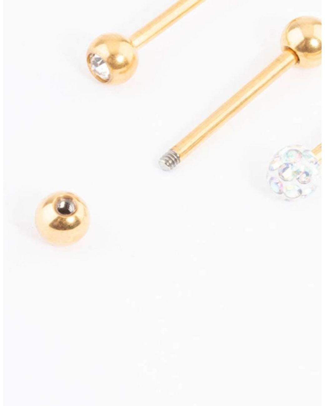 Lovisa Metallic Plated Titanium Pave Ball Tongue Piercing Pack
