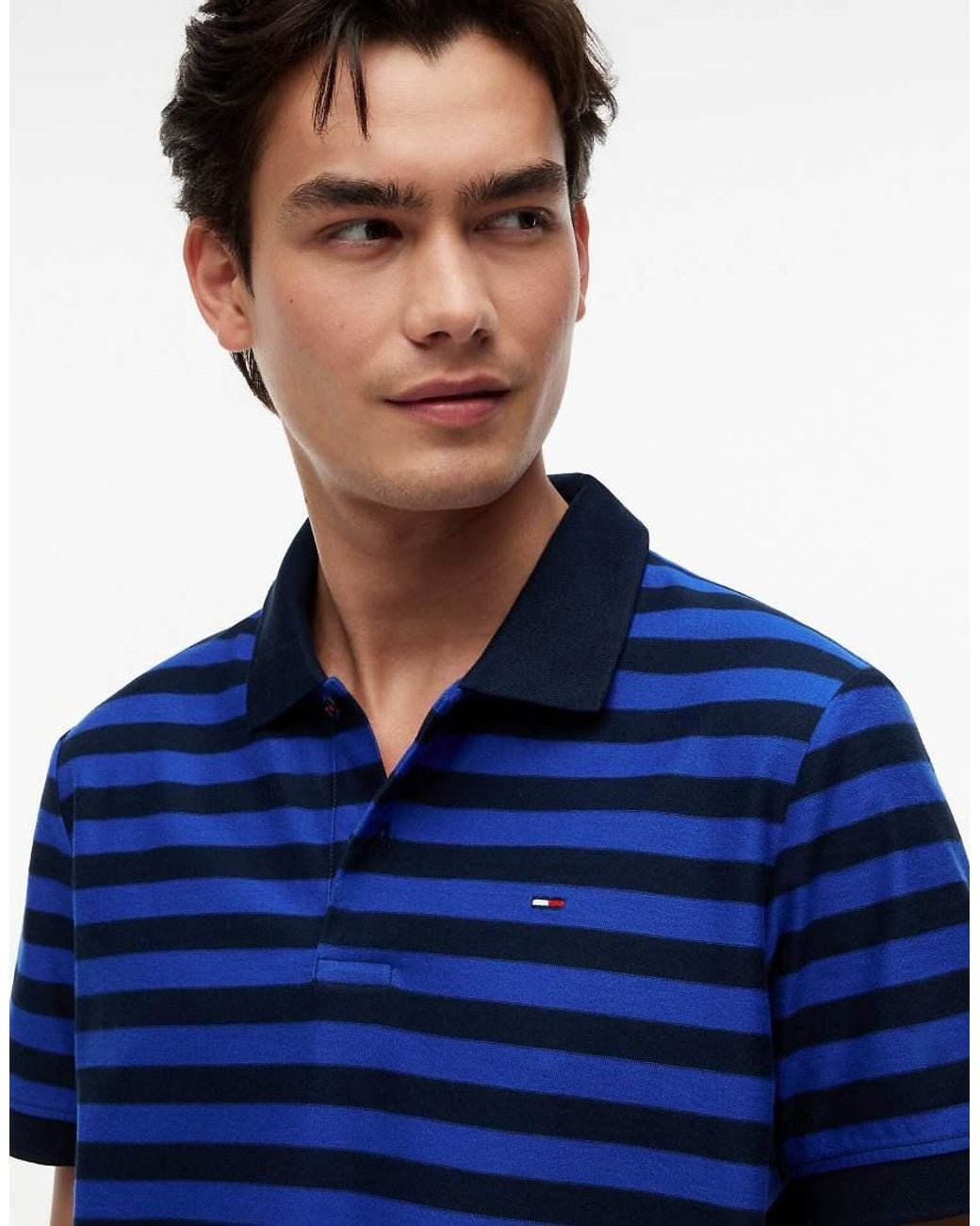 Tommy Hilfiger Blue Regular Fit Stripe Jersey Polo Shirt for men