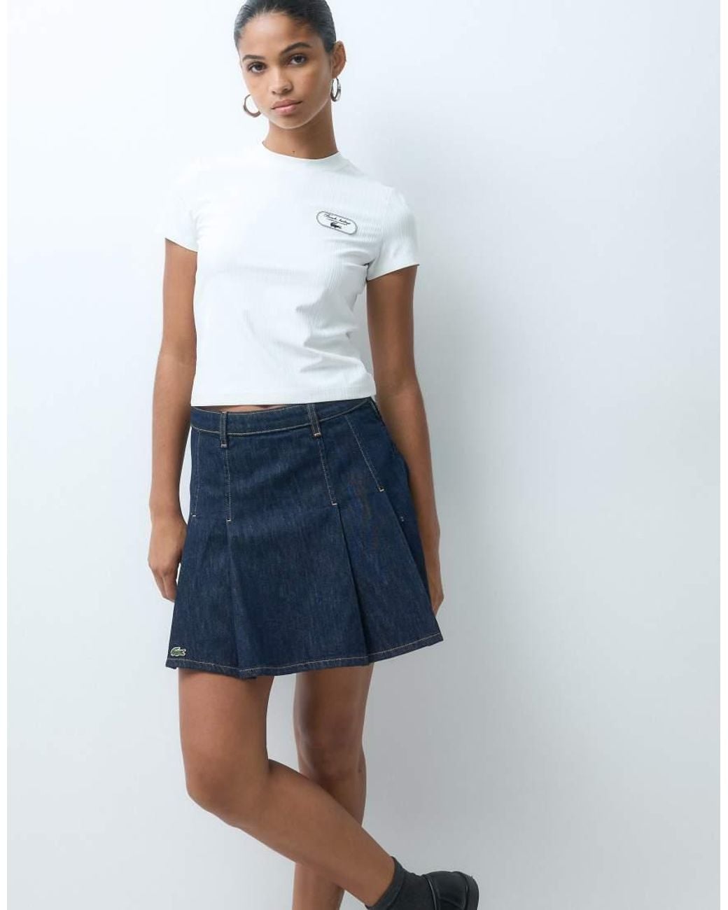 Lacoste Blue Short Pleated Denim Skirt Co-Ord