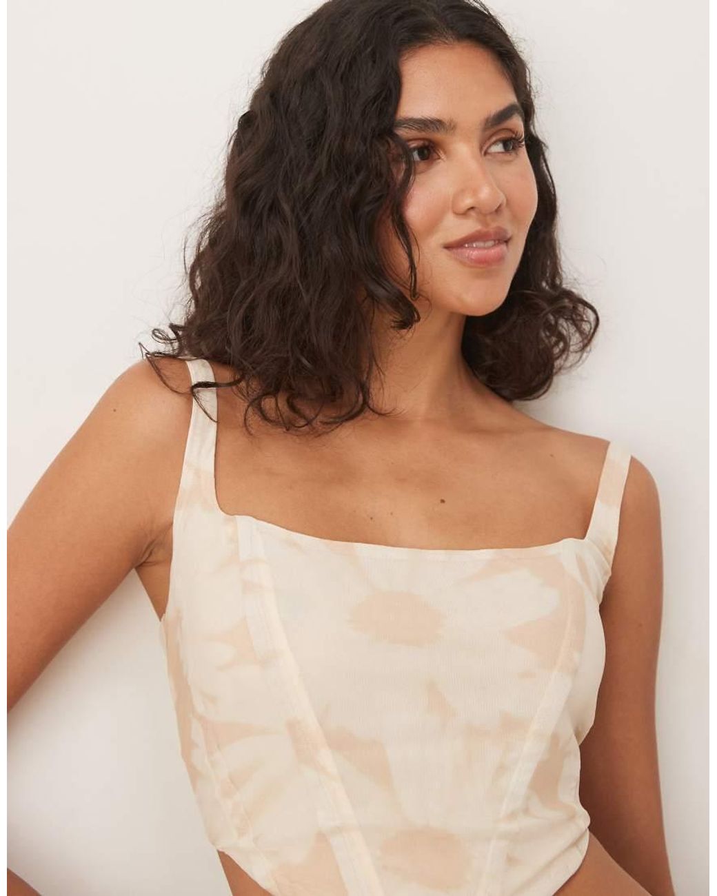 NARRATED Blue Square Neck Corset Top