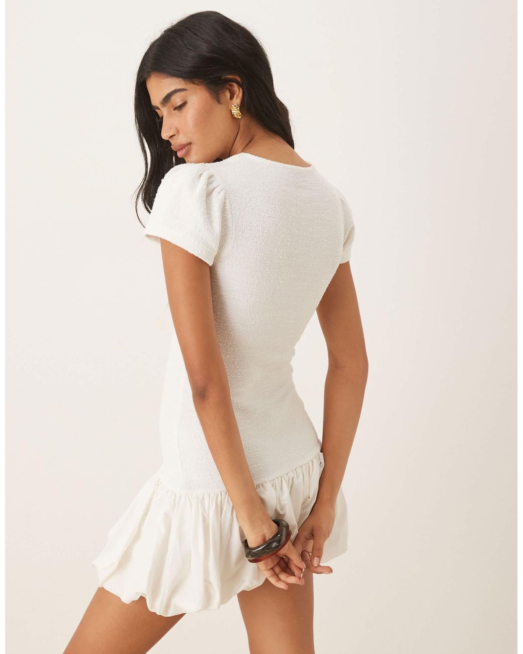 ASOS Natural Bubble Hem Button Down Mini Dress