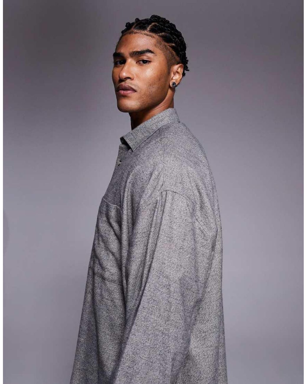 ASOS Gray Volume Oversized Shirt for men