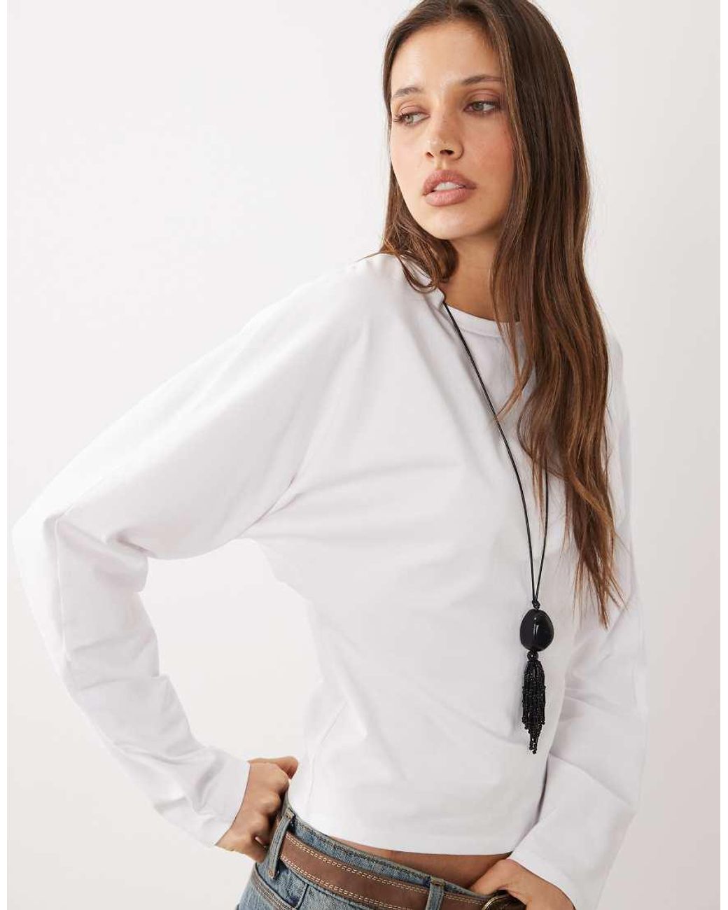 Cotton On White Blair Batwing Long Sleeve Top