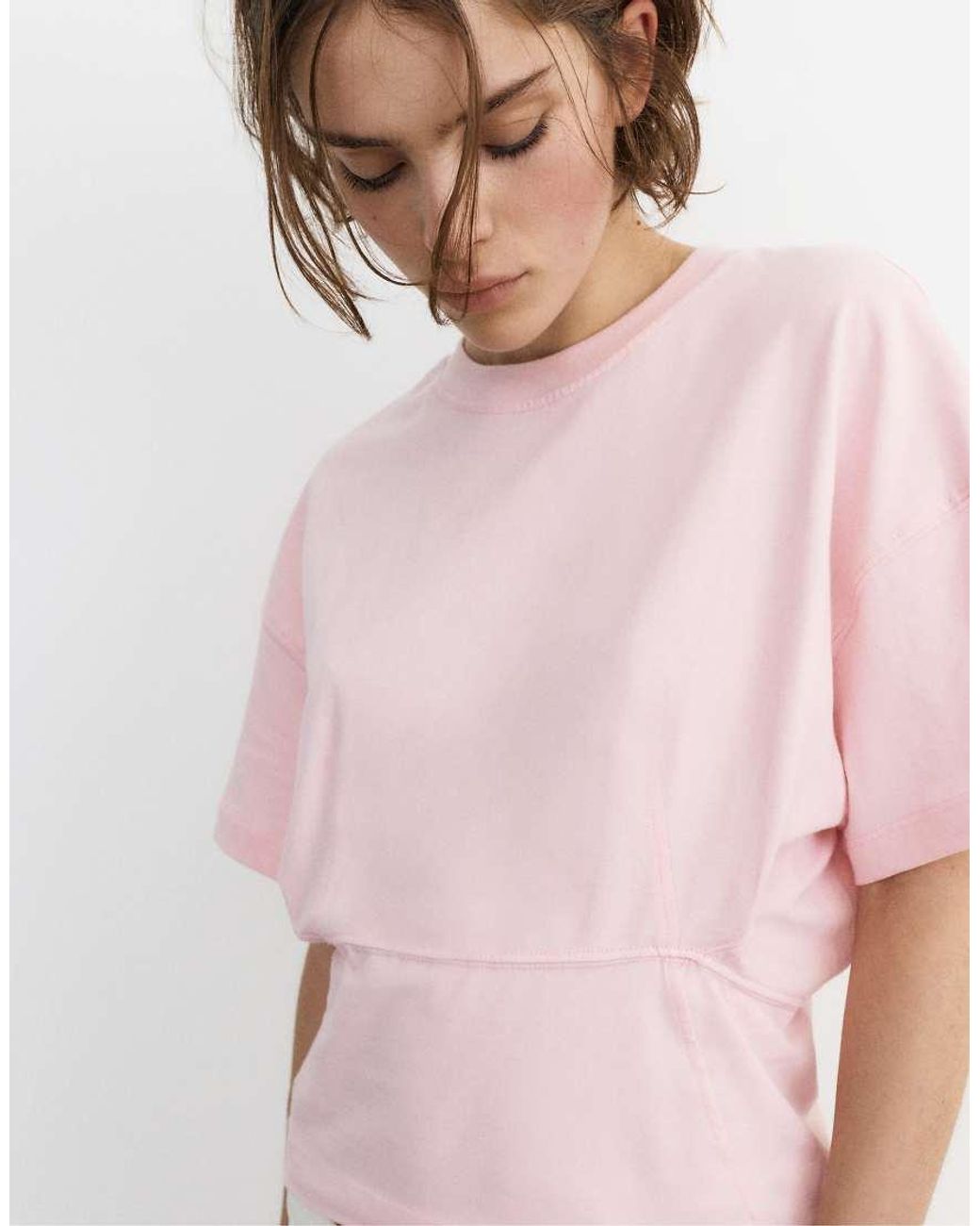 Pull&Bear Pink Boxy Panel T-shirt