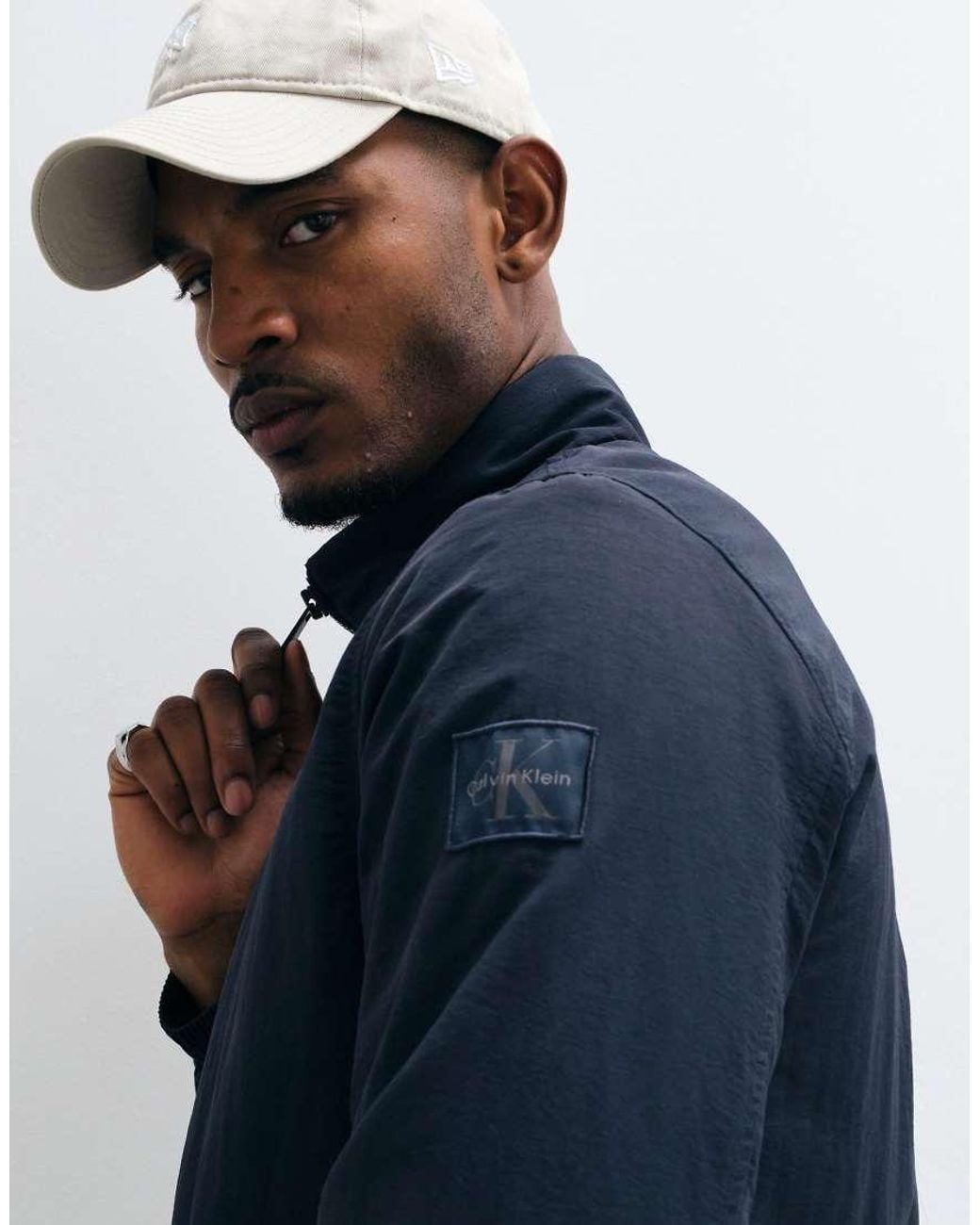 Calvin Klein Blue Padded Nylon Harrington Jacket for men