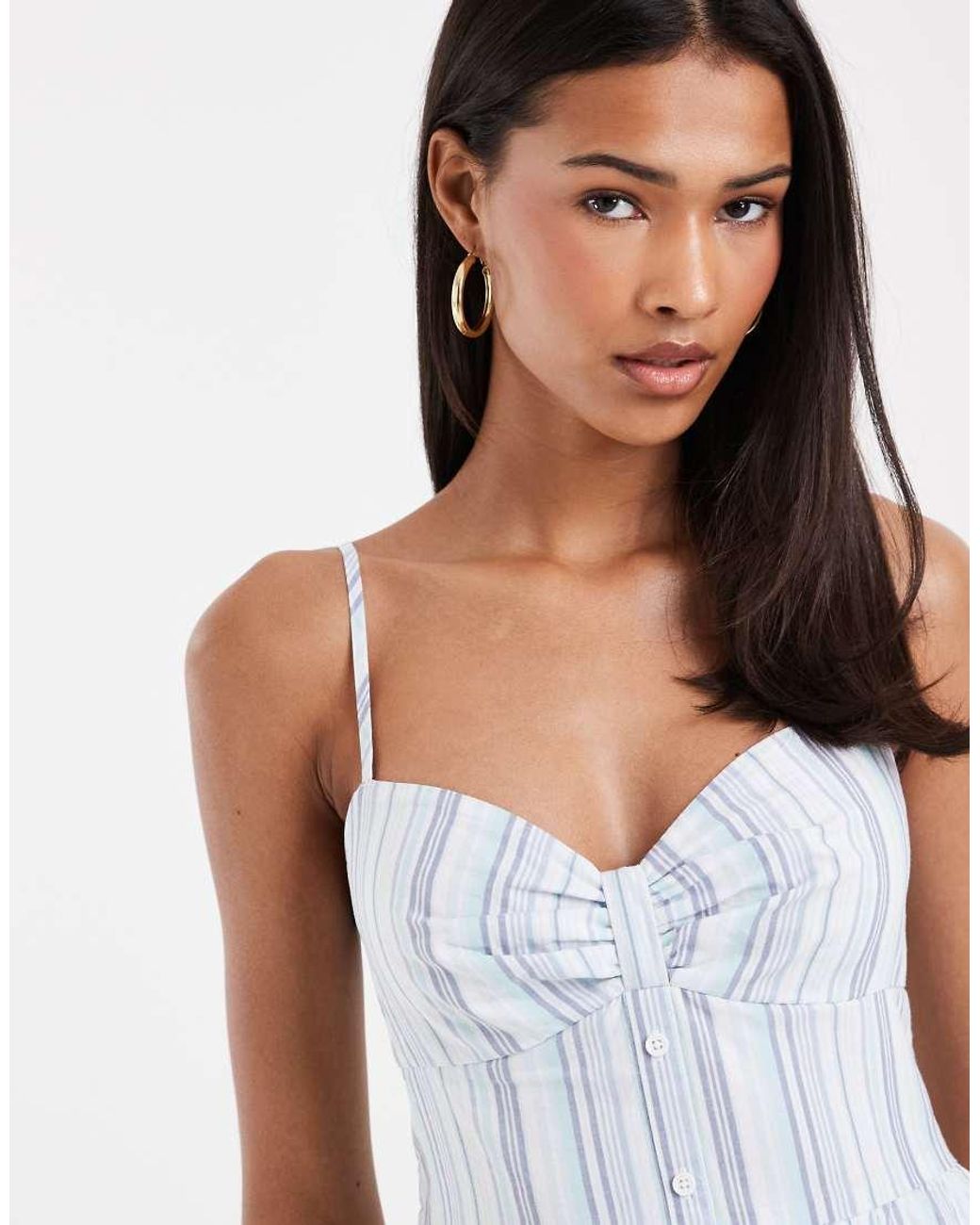 Hollister White Strappy Button Front Mini Dress