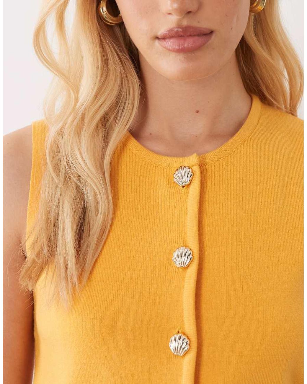 Brave Soul Orange Compact Knit Waistcoat With Contrast Buttons