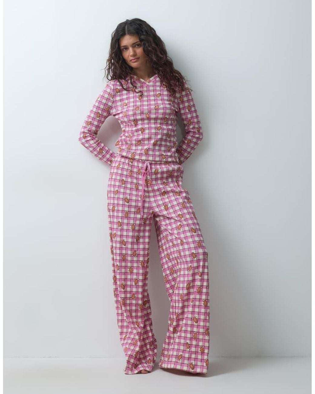 ASOS Pink Checked Pyjama Set