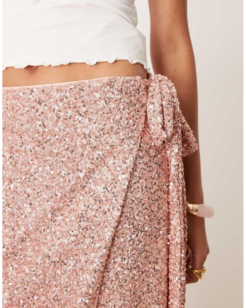 Maya Pink Embellished Wrap Midi Skirt