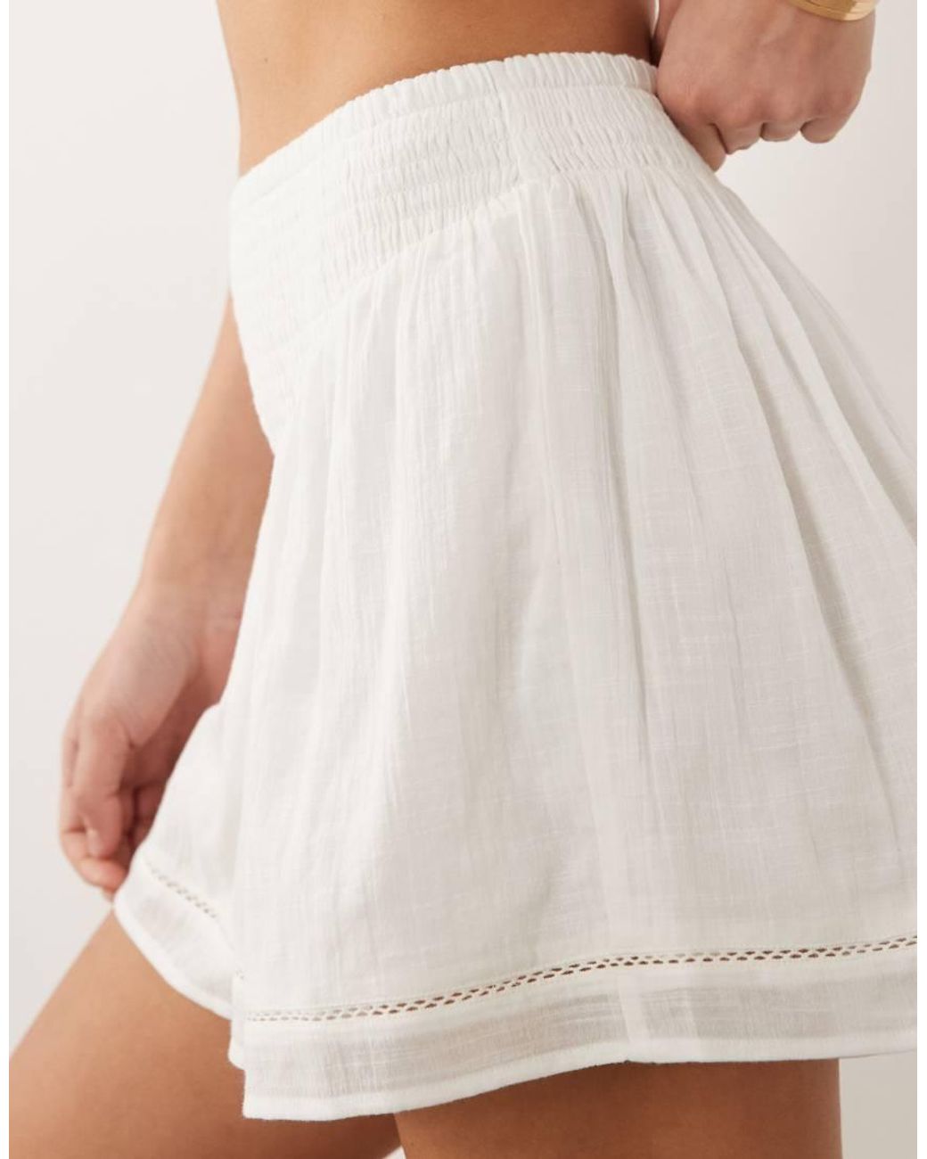 ASOS White Calypso Beach Short With Lace Trim